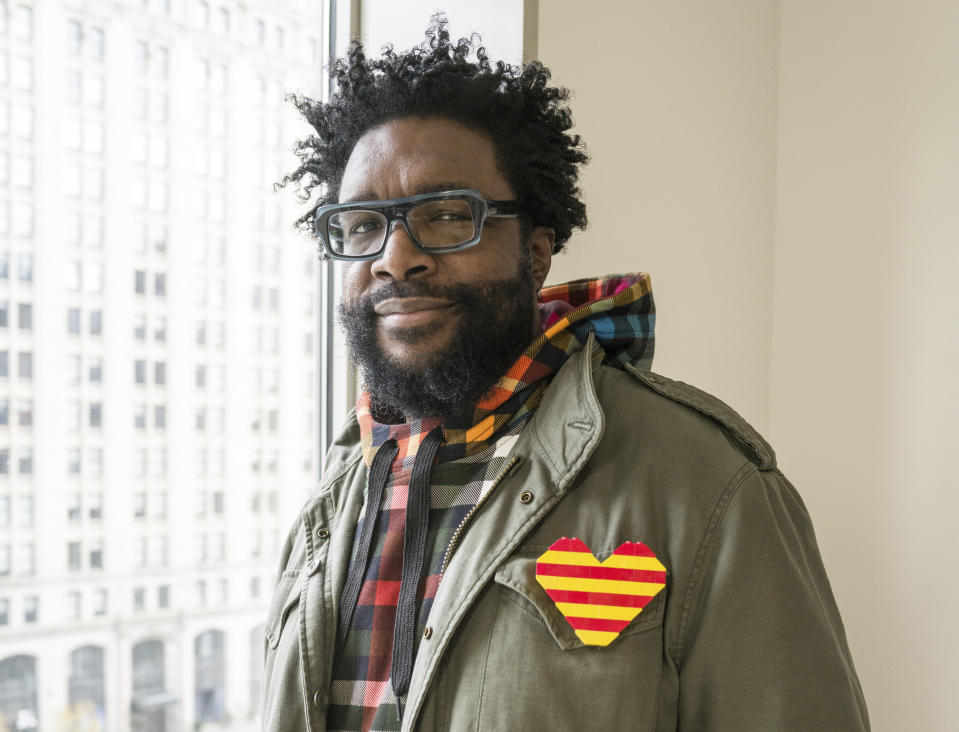 This Nov. 19, 2019 photo shows Questlove posing for a portrait in New York to promote his cookbook “Mixtape Potluck.” (Photo by Matt Licari/Invision/AP)