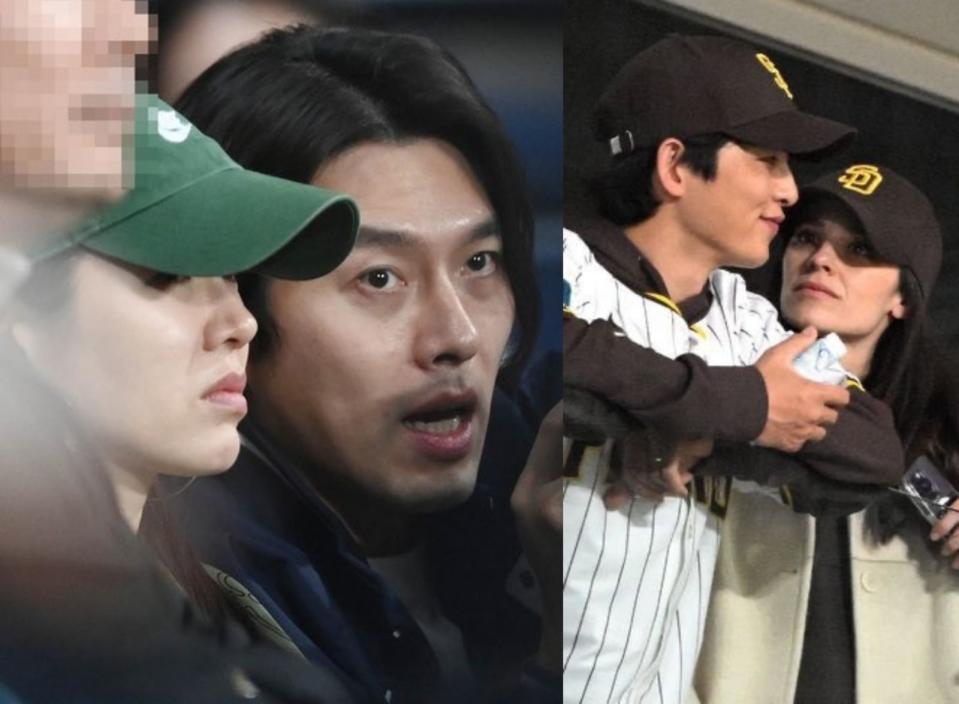 玄彬、孫藝真與宋仲基、凱蒂兩對夫妻在MLB首爾觀看球賽。（網路圖片）