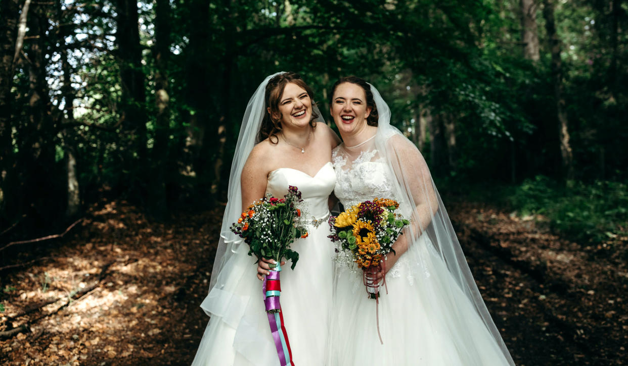 Sisters, Charly and Ella, tied the knot on the same day [Photo: SWNS]  