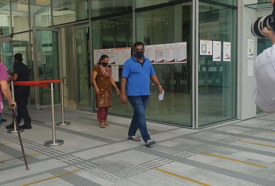 Palanivelu Ramasamy leaving court after his hearing on Thursday (16 April). (Photo:Yahoo News Singapore/Wan Ting Koh)