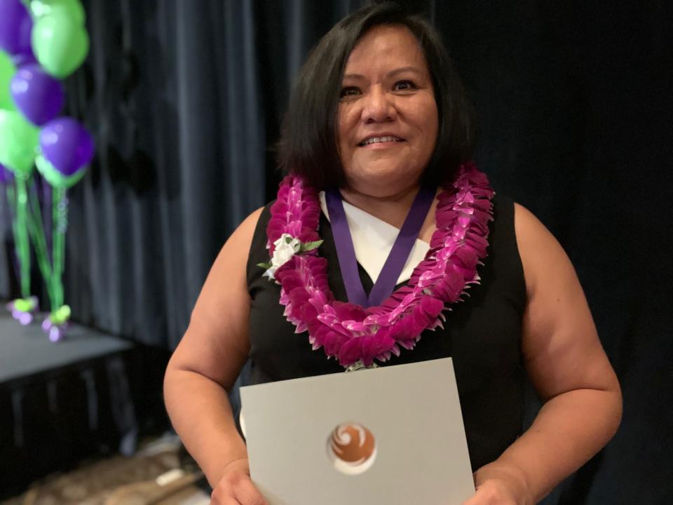 Lynette Stant, the 2020 Arizona Teacher of the Year, after accepting the honor at the Arizona Biltmore on Oct. 24.