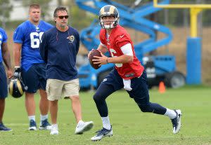 Rams QB Jared Goff, and head coach Jeff Fisher