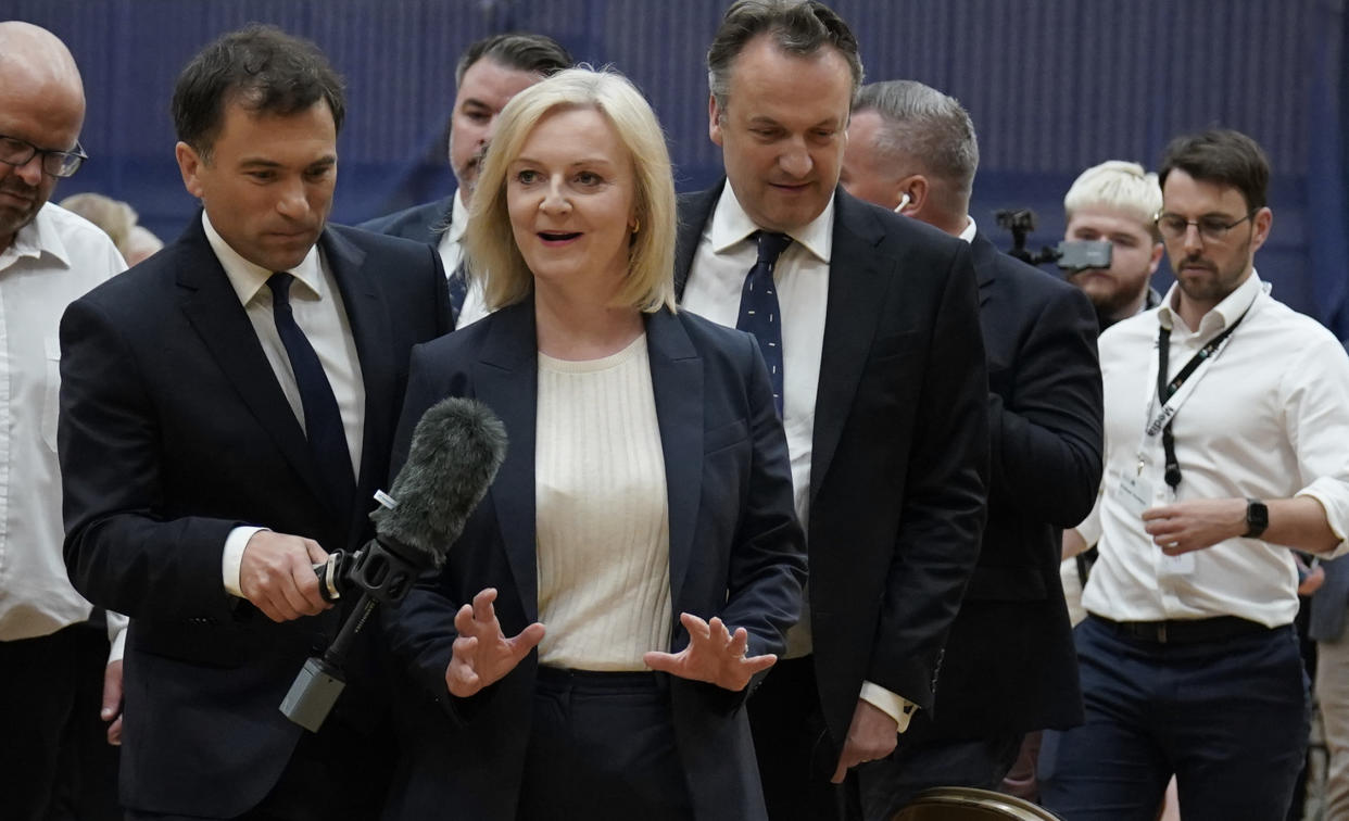 Former prime minister Liz Truss has lost her Norfolk South West seat to the Labour Party, at Alive Lynnsport in King's Lynn, Norfolk, during the count in the 2024 General Election. Picture date: Friday July 5, 2024. (Photo by Jacob King/PA Images via Getty Images)