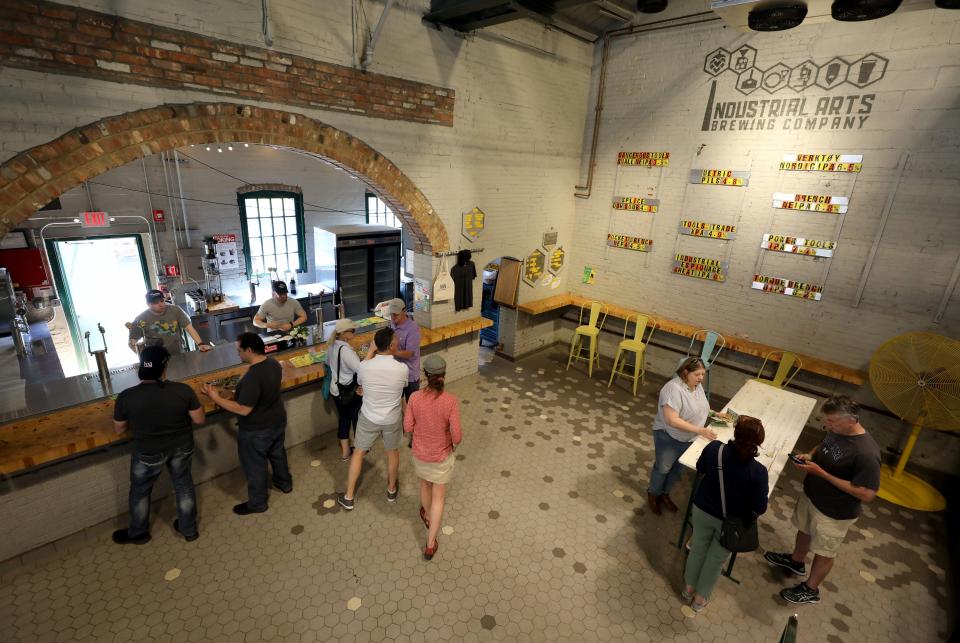Exploring and enjoying beers at Industrial Arts Brewing Company during the L.A.B. (Live Art Beer) Festival at the GARNER Arts Center in Garnerville, May 18, 2019..
(Credit: Mark Vergari/The Journal News)