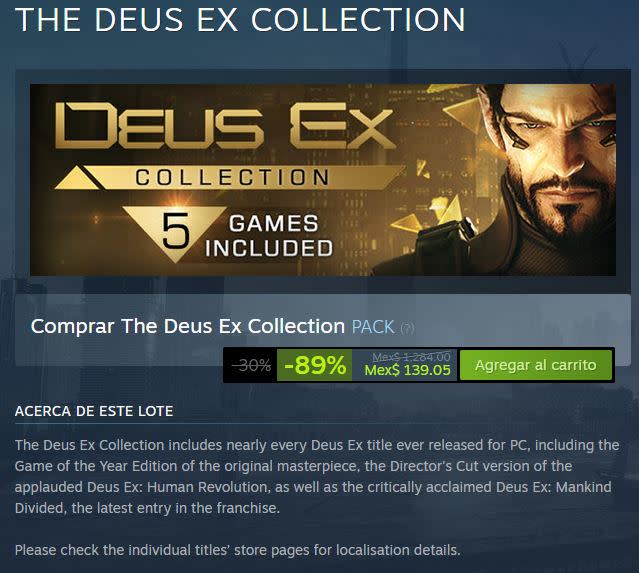 The Deus Ex Collection está muy barata en Steam