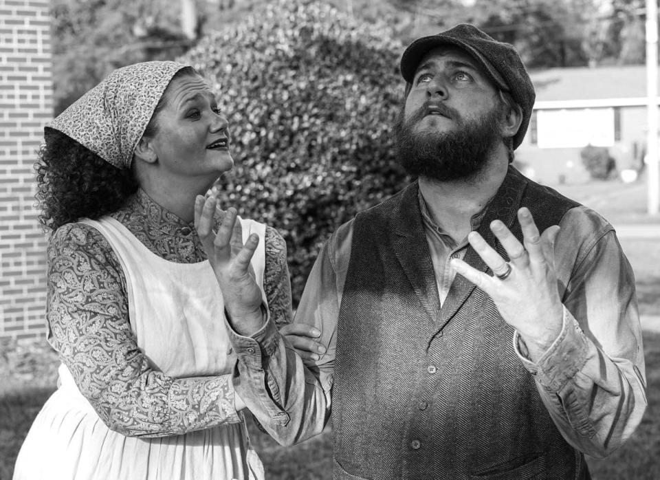 Levi Hemingway as Tevye and Katlyn McCrary as Golde in "Fiddler on the Roof" at North Front Theatre.
