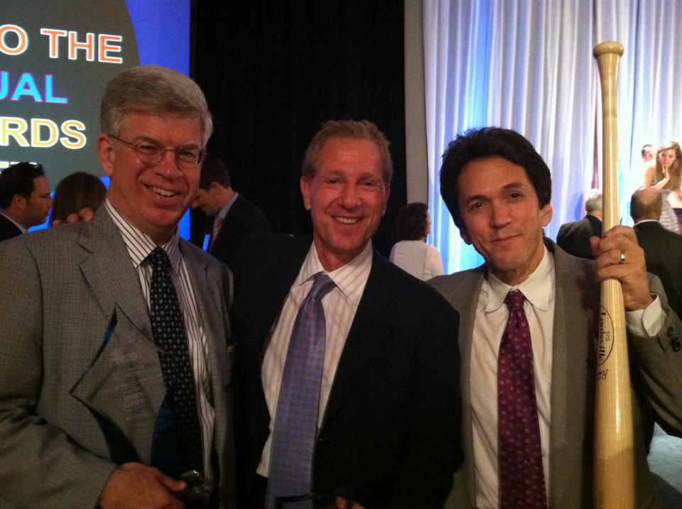 2012 Michigan Sportswriter of the Year John Lowe, left, with 2012 Michigan Sportscaster of the Year Don Shane and NSMA Sportswriter Hall of Fame inductee (and fellow Freeper) Mitch Albom at the 2013 NSMA ceremony.