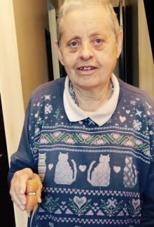 Mary Grams, 84, holds the carrot encircled by her long-lost engagement ring. (Iva Harberg)