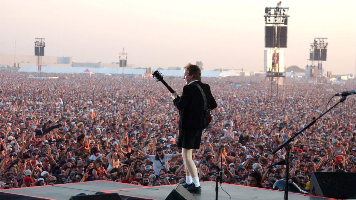  Angus Young of AC/DC during Molson Canadian Rocks for Toronto - Show at Downsview Park in Toronto, Ontario, Canada. (Photo by KMazur/WireImage). 