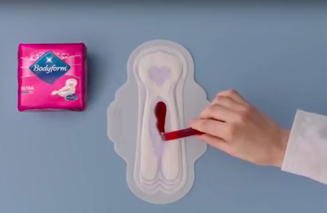 The first ever sanitary advert to feature period blood has been released by Bodyform [Photo: YouTube/Bodyform]