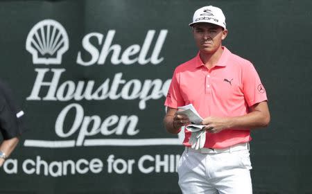 Mar 30, 2017; Humble, TX, USA; Rickie Fowler during the first round of the Shell Houston Open at Golf Club of Houston - The Tournament Course. Erich Schlegel-USA TODAY Sports