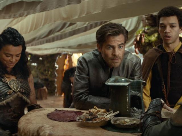 Michelle Rodriguez, Chris Pine, and Justice Smith in &quot;Dungeons &amp; Dragons: Honor Among Thieves.&quot;