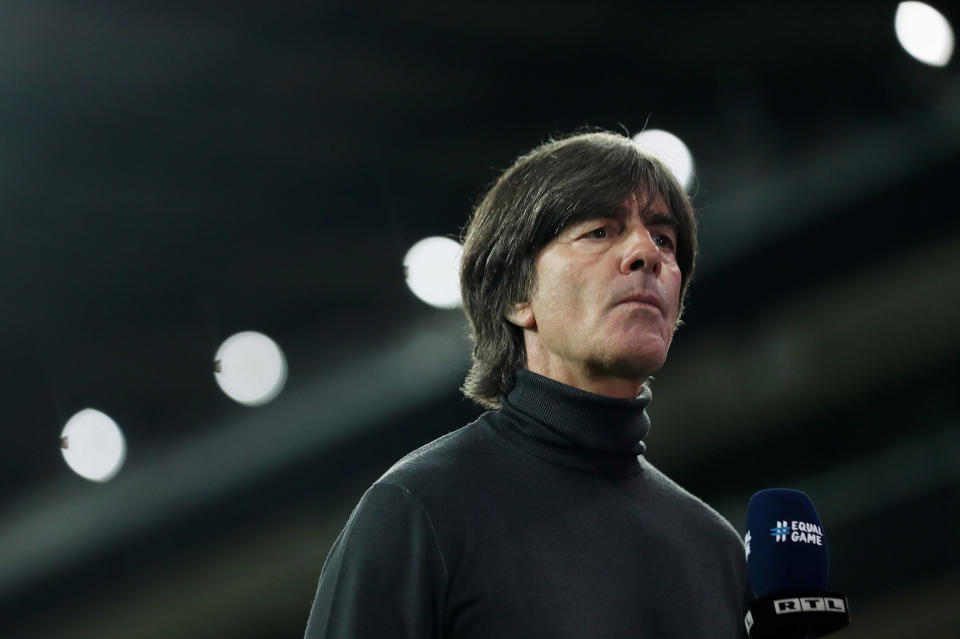 COLOGNE, GERMANY - OCTOBER 07: Head coach Joachim Loew of Germany seen during the international friendly match between Germany and Turkey at RheinEnergieStadion on October 07, 2020 in Cologne, Germany. (Photo by Lars Baron/Getty Images)