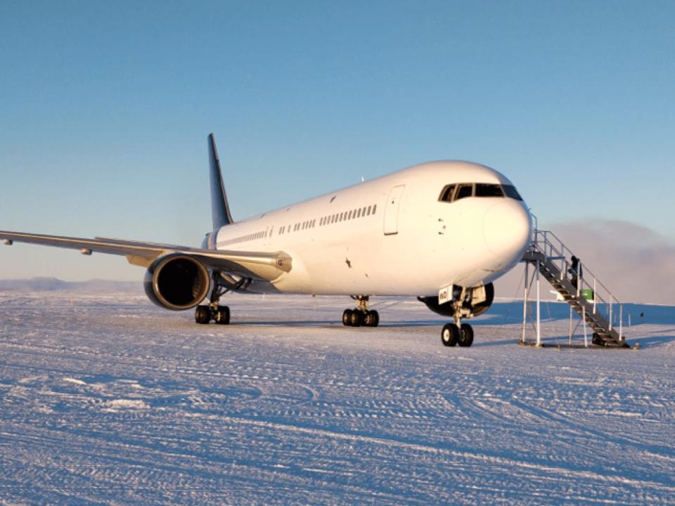 Titan Airways' Boeing 767 on Antarctica.