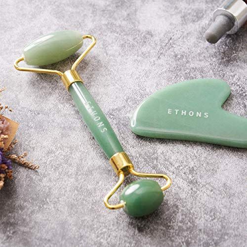 14) ETHONS Jade Roller & Gua Sha 2 in 1 For Face - Premium Construction Face Massager - Skin Tightening De-Puff Face Scraper - Anti Aging - Relieves Headache & TMJ [Gift-Ready Packaging]