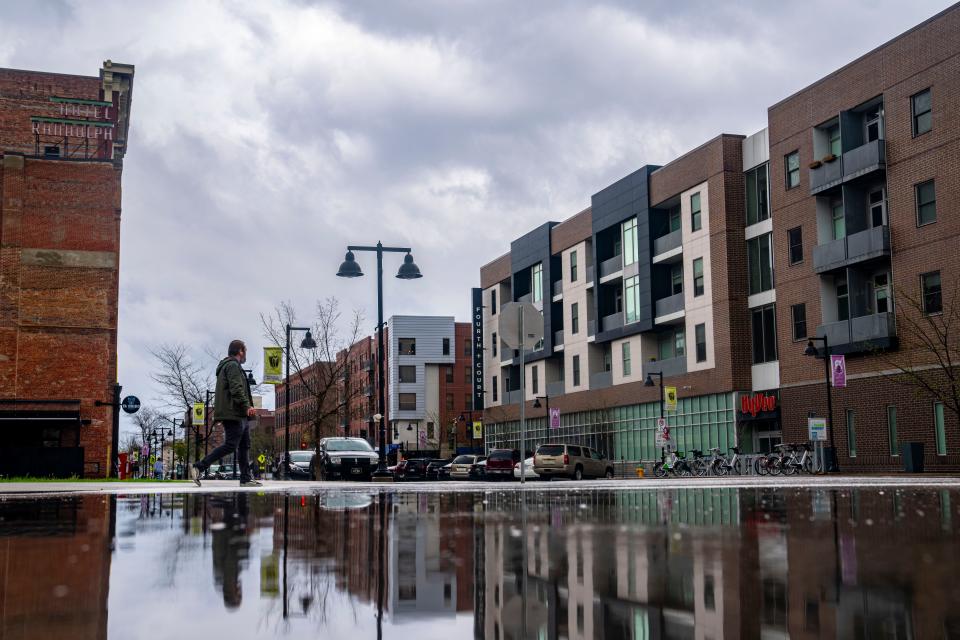 The Fourth + Court Hy-Vee after a thunderstorm on April 16.