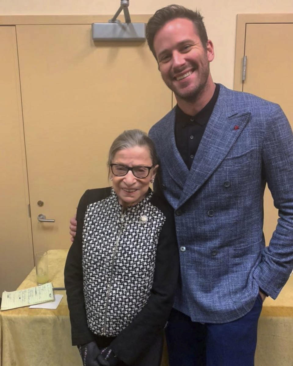 Justice Ginsburg 'Was Quite Taken' with Armie Hammer Who Plays Her Late Husband in New Biopic