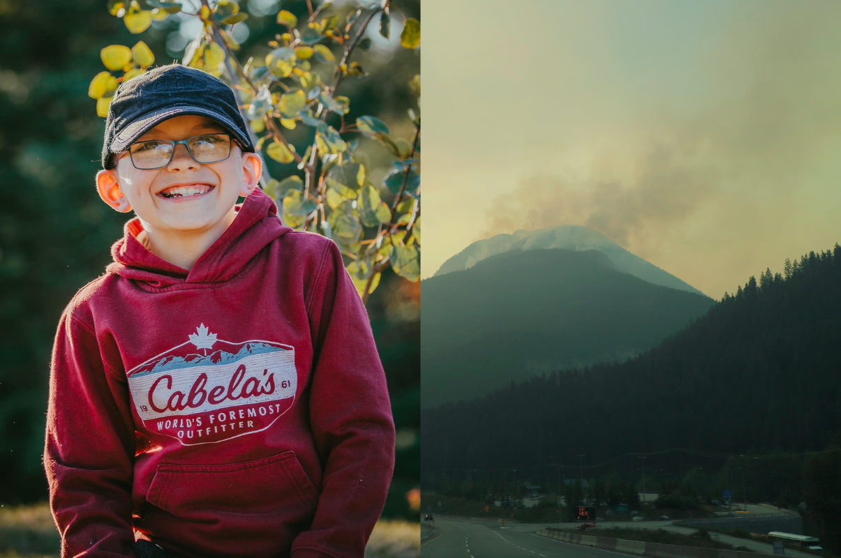 Boy and wildfire smoke. Carter Vigh was just nine years old when he died from asthma attack that was worsened by wildfire smoke. (Facebook/Amber Vigh; Getty)