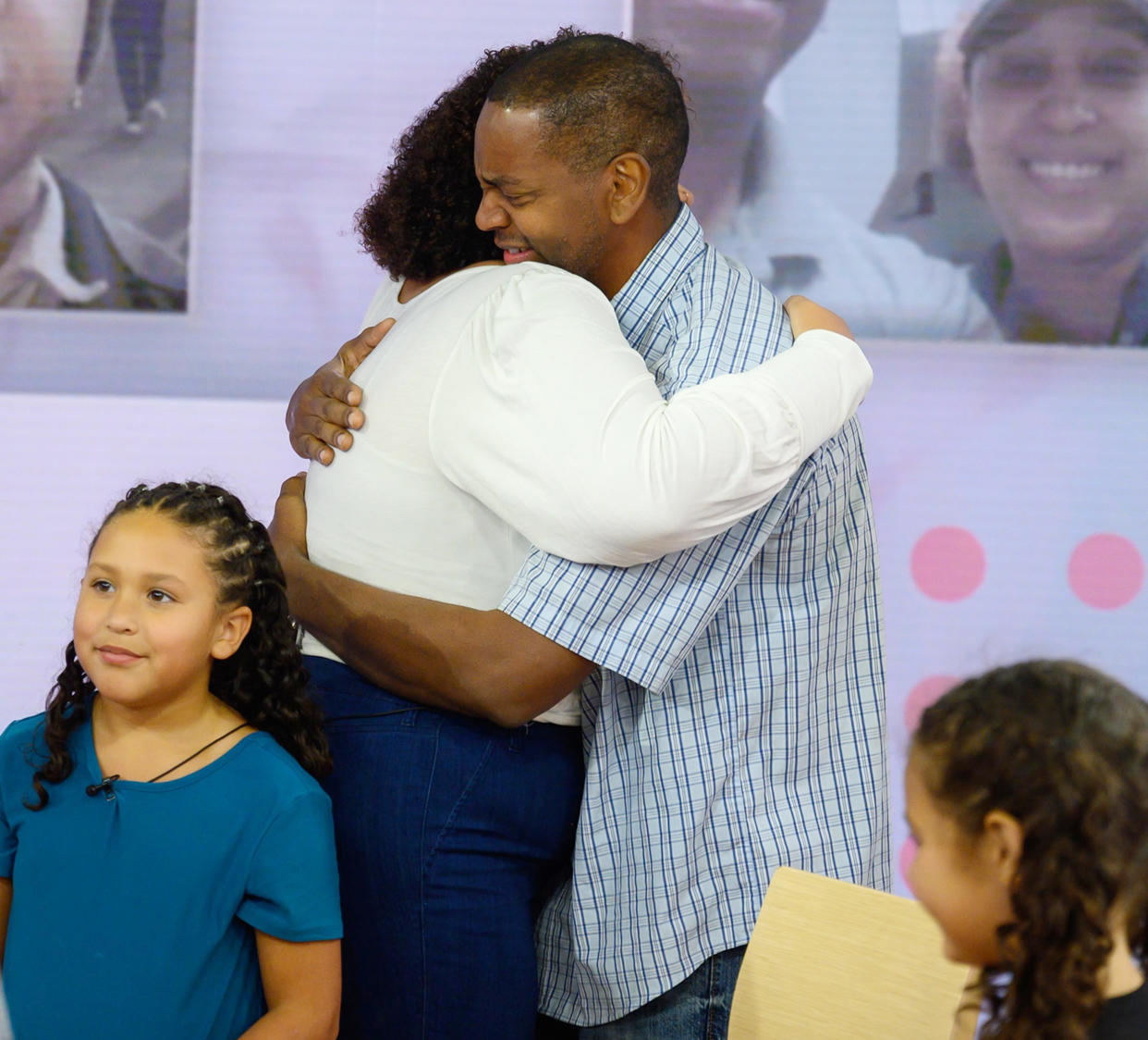 Kevin and his daughter Seryna embracing on TODAY. (Nathan Congleton / TODAY)