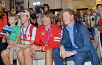 Prince Harry watches the final of the women’s 8 rowing competition with Canadian Olympians, families, officials and Olympic Committee members at Canada Olympic House, London, Thursday Aug. 2, 2012. (Canadian Olympic Committee Photo)