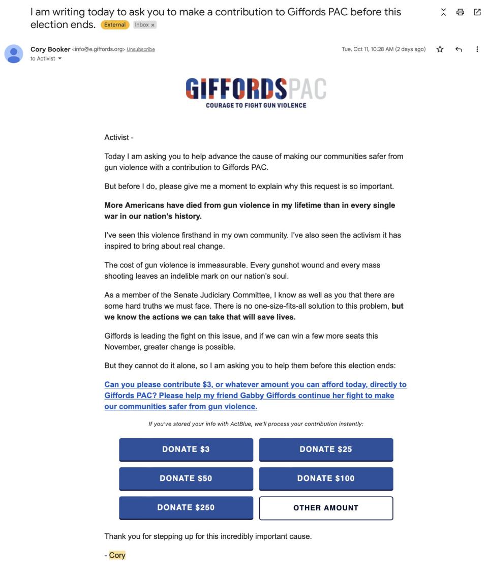 Gifford PAC solicitation