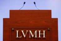 A LVMH luxury group logo is seen prior to the announcement of their 2019 results in Paris