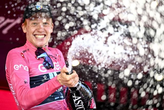 Norwegian Andreas Leknessund Team DSM wearing the pink jersey maglia rosa of leader in the overall ranking during stage six of the 2023 Giro DItalia cycling race from and to Napoli 162 km in Italy Thursday 11 May 2023 The 2023 Giro takes place from 06 to 28 May 2023 BELGA PHOTO JASPER JACOBS Photo by JASPER JACOBS  BELGA MAG  Belga via AFP Photo by JASPER JACOBSBELGA MAGAFP via Getty Images