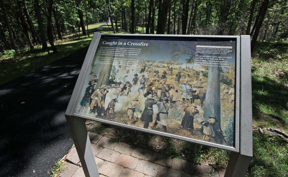 One of several markers telling the story of the battle at Kings Mountain National Military Park in Kings Mountain Saturday morning, June 18, 2022.