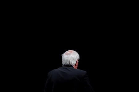 Democratic 2020 U.S. presidential candidate Senator Bernie Sanders leaves after delivering remarks during a campaign event at George Washington University in Washington