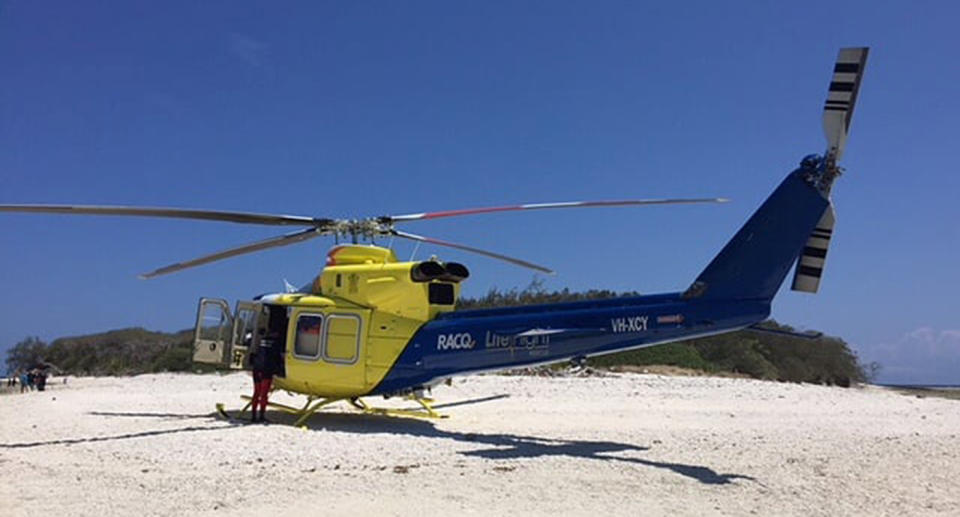 The boy was airlifted to hospital following a suspected Irukandji jellyfish sting at Fraser Island on Wednesday. Image: Supplied/RACQ