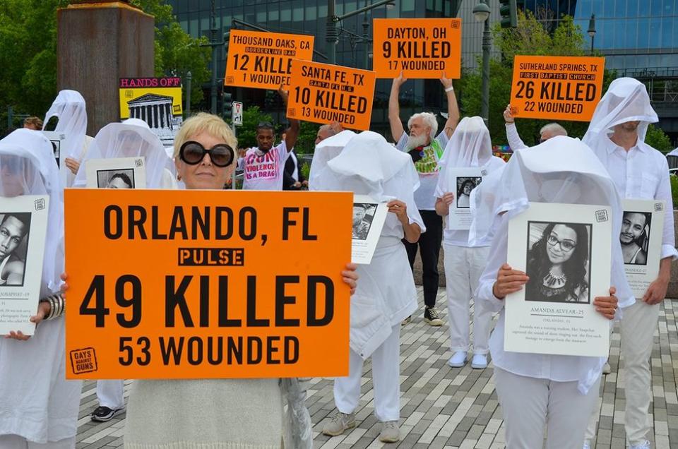 Activist Group Gays Against Guns gathered at Hudson River Park, New York City to demand better gun laws on June 12, 2022.