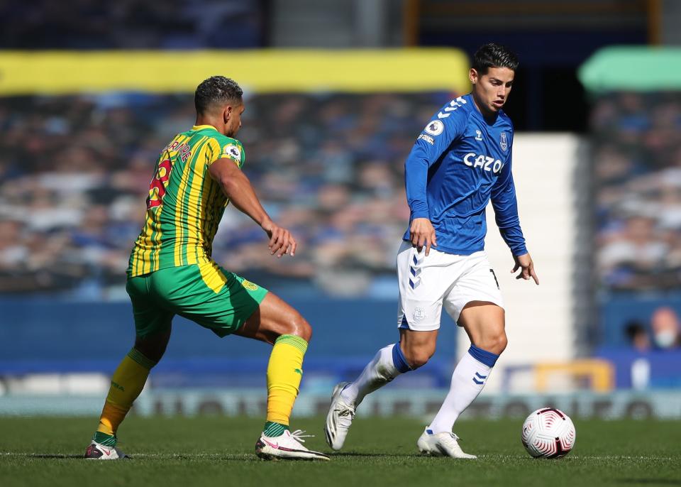 James Rodriguez in action against West BromEPA