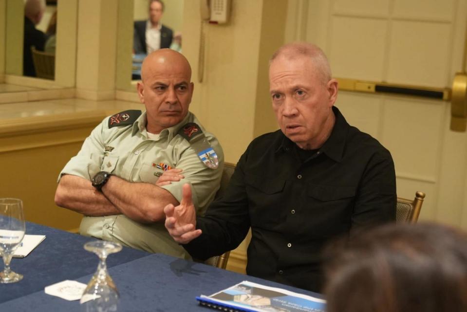 PHOTO: Israeli Defense Minister Yoav Gallant and Maj. Gen. Ghassan Alian met with UN officials in Washington this week to discuss security guarantees for aid workers in Gaza. (Israel MOD)