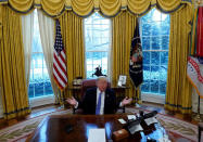 U.S. President Donald Trump speaks during an interview with Reuters at the White House in Washington, U.S., January 17, 2018. REUTERS/Kevin Lamarque