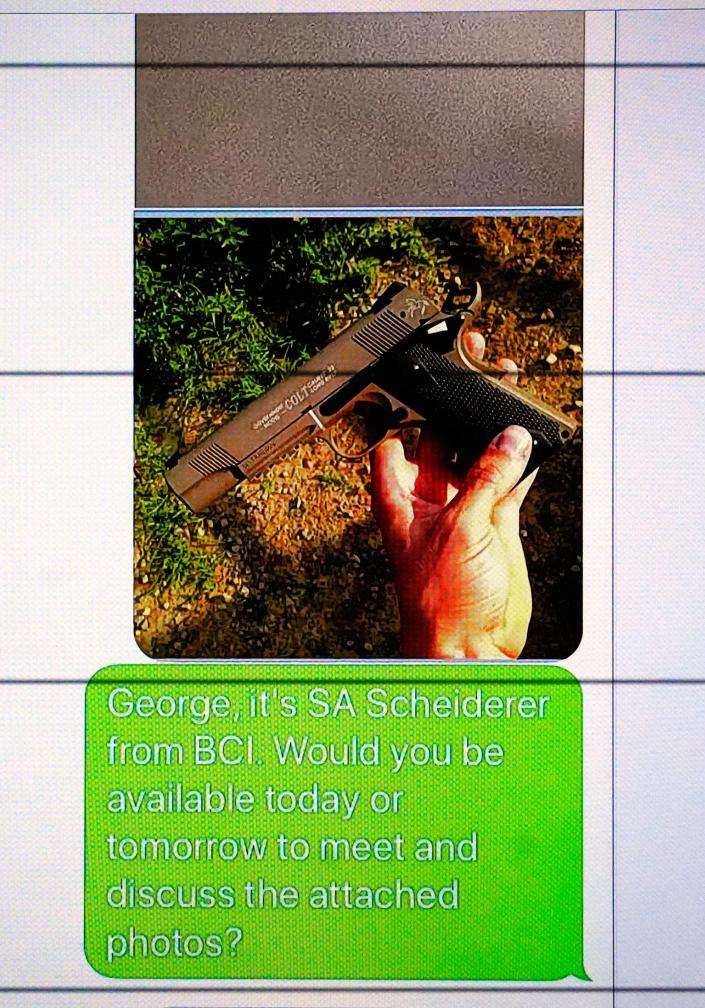 Text message from BCI Special Agent Ryan Scheiderer to George Wagner IV.