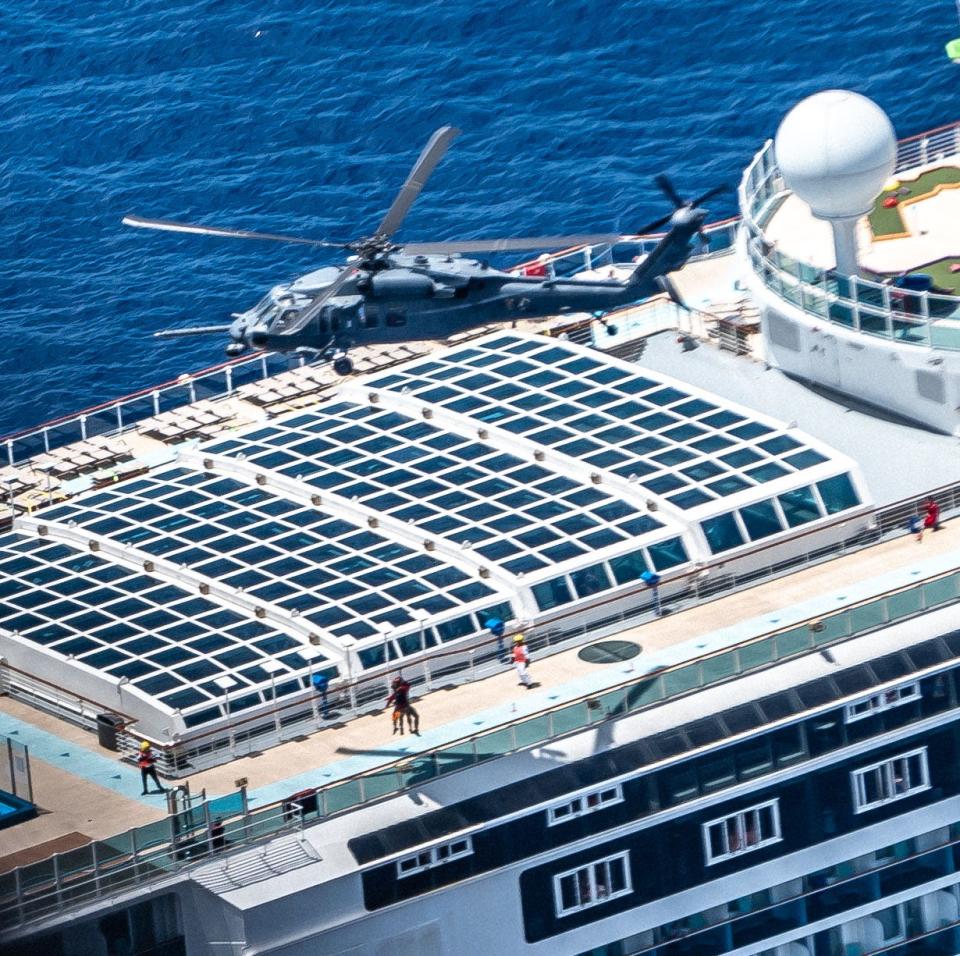 The 920th Rescue Wing conducted a civilian rescue operation of a medically ill child aboard the Carnival Venezia cruise ship 350 miles off the East Coast.