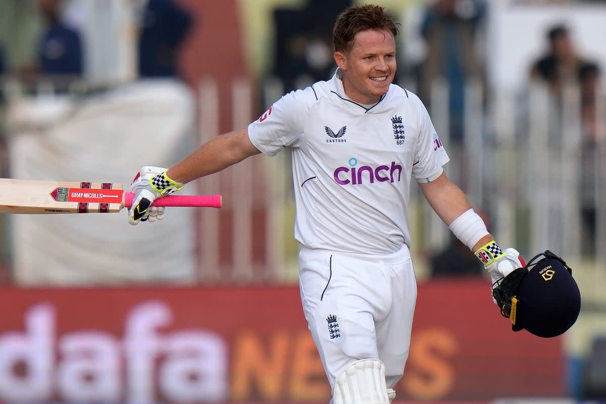 Ollie Pope scored a century for England (Anjum Naveed/AP) (AP)