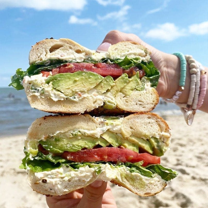 One of Surf Bagel & Deli's bestselling sandwiches is the Malibu Bunny, loaded with veggie cream cheese, lettuce, avocado and tomato.