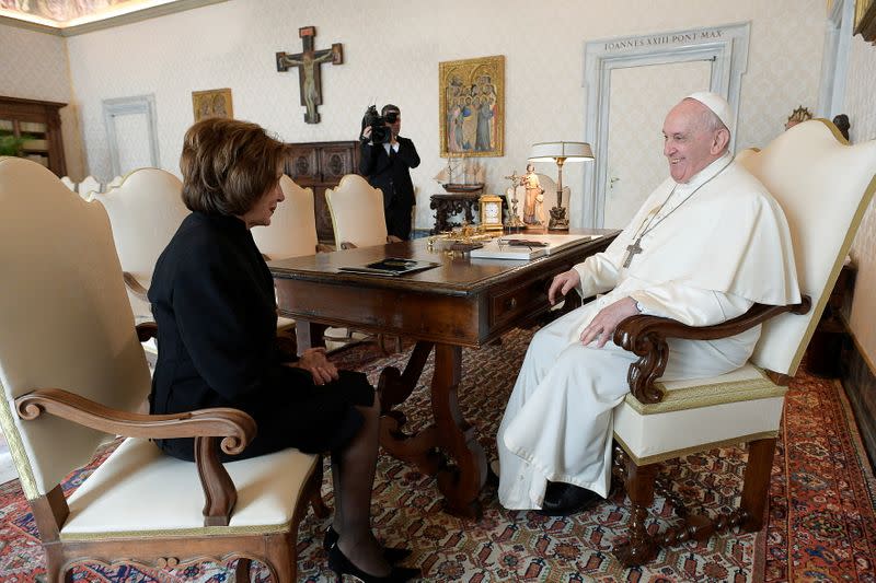 U.S. Speaker of the House Nancy Pelosi meets with Pope Francis at the Vatican