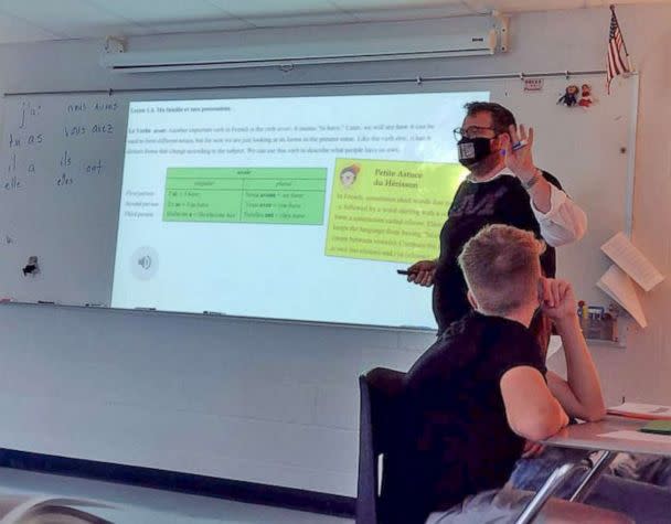 PHOTO: Willie Carver is seen in this photo teaching class in an undated photo. Carver, a former teacher in Kentucky, left his job due to growing pressures against lessons on race as well as discrimination he faced as a gay man. (Willie Carver)