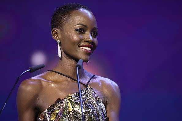 BERLIN, GERMANY - FEBRUARY 24:  President of the International Jury 2024 Lupita Nyong'o is seen on stage at the Award Ceremony of the 74th Berlinale International Film Festival Berlin at Berlinale Palast on February 24, 2024 in Berlin, Germany. (Photo by Andreas Rentz/Getty Images)