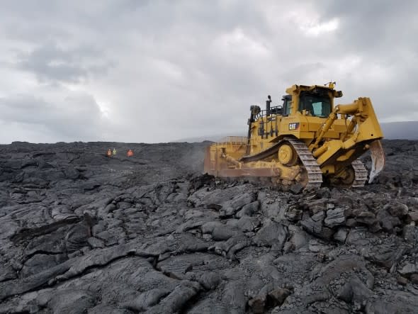 Solidified lava that made a road impassable in Hawai’i Volcanoes National Park has been removed so the road could serve as an emergency evacuation route if needed.