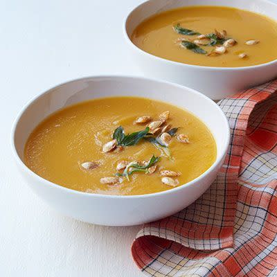 <p>Two veggies in one makes this soup for ultimate vegetarian main.</p><p><em><a href="https://www.womansday.com/food-recipes/food-drinks/recipes/a12291/butternut-squash-carrot-soup-recipe-wdy1013/" rel="nofollow noopener" target="_blank" data-ylk="slk:Get the recipe from Woman's Day »;elm:context_link;itc:0;sec:content-canvas" class="link ">Get the recipe from Woman's Day »</a></em></p>