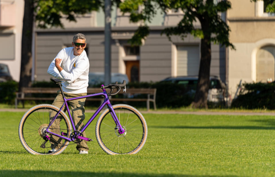 Andy Kessler with his custom, limited edition Chris King OPEN WI.DE bike