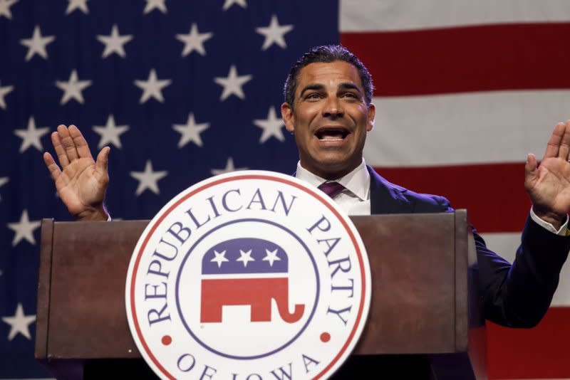 Miami Mayor Francis Suarez is the first candidate from the crowded Republican field to suspend their campaign. File Photo by Tannen Maury/UPI