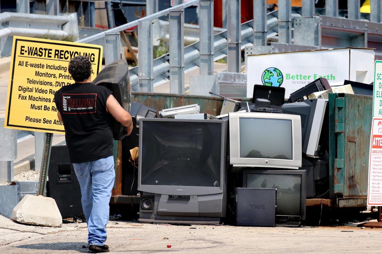 The Greendale Recycling Center accepts E-Waste including television sets and computer monitors.