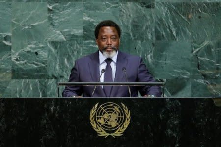 FILE PHOTO: Joseph Kabila Kabange, President of the Democratic Republic of the Congo addresses the 72nd United Nations General Assembly at U.N. headquarters in New York, U.S., September 23, 2017. REUTERS/Eduardo Munoz