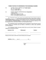 Form of Notice of Conversion of Exchangeable Shares (CNW Group/Canopy Growth Corporation)