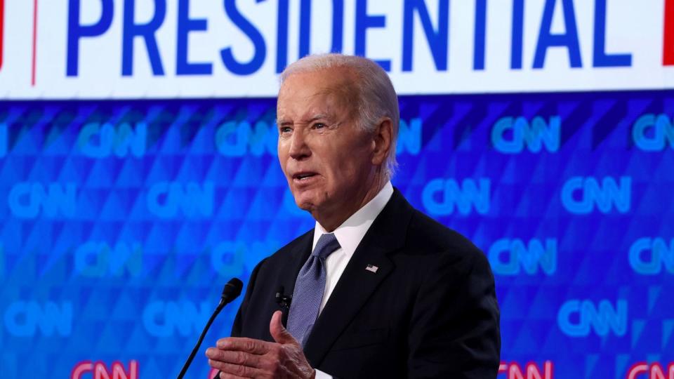 President Joe Biden delivers remarks during the CNN Presidential Debate at the CNN Studios on June 27, 2024, in Atlanta, Georgia. (Photo by Justin Sullivan/Getty Images) (Justin Sullivan/Getty Images)