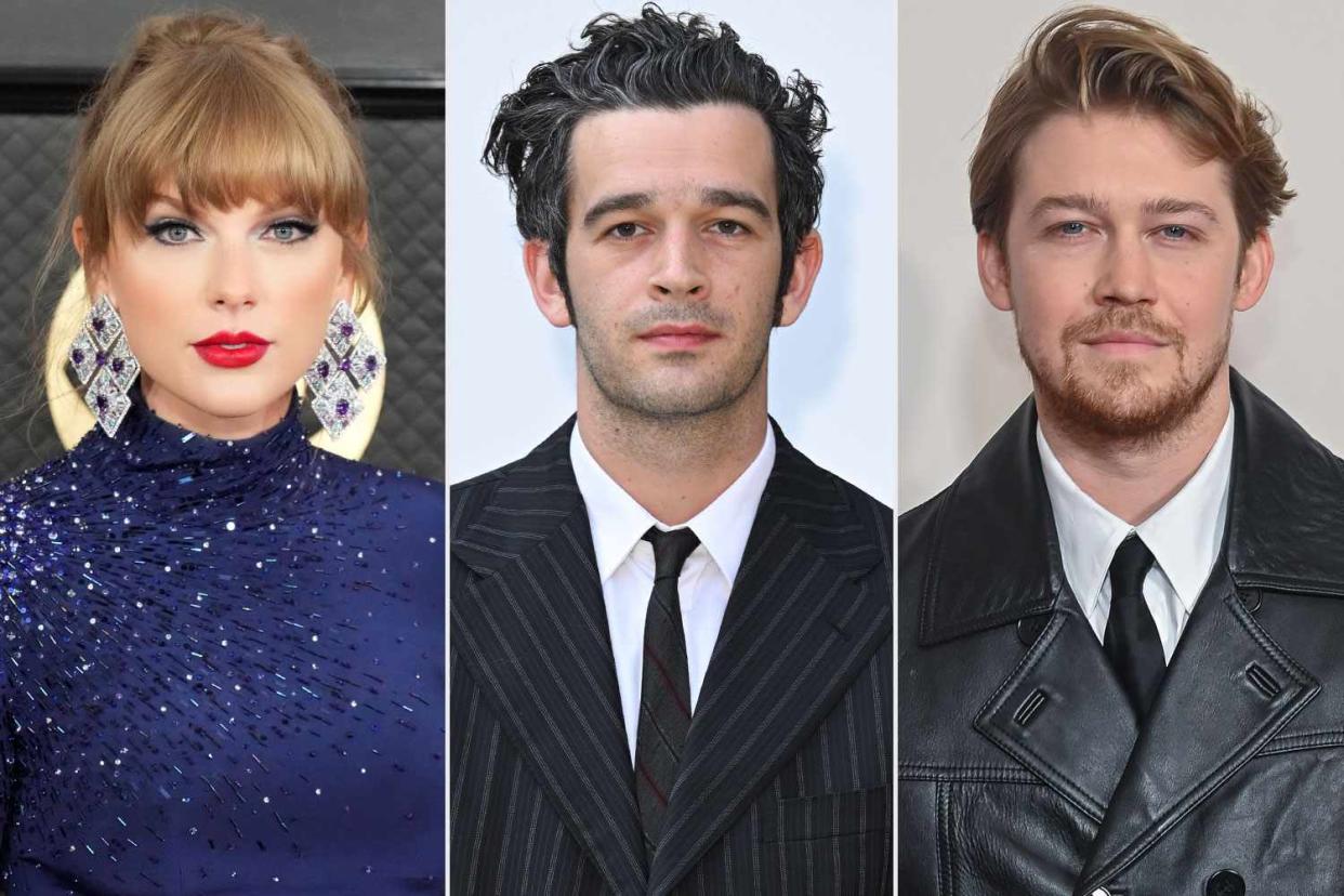 <p>Jeff Kravitz/FilmMagic; Karwai Tang/WireImage; Dave Benett/ Getty</p> Taylor Swift, Matty Healy and Joe Alwyn